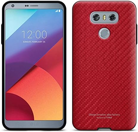LG G6 Case [Tridea] Power Guard Premium Design Pattern Bumper [Shock Resistant][Scratch-Resistant] with Hidden Card Storage Case for LG G6 (2017) [Burgundy Red]