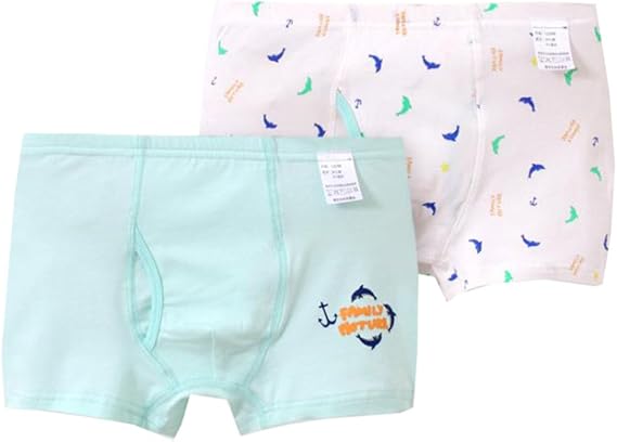 Amazon Ainial ショーツ 子供 男の子 ボクサーパンツ キッズ ボーイズ 下着 パンツ 男児 前開き 綿 柔らかい 可愛い アンカー イルカの柄 インナー 肌着 ストレッチ アンダーウェア ジュニア 2点セット 90 160cm 下着 インナー 通販