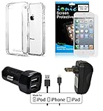 iPhone 7 plus case with accessory bundle - iPhone 7 PLUS Clear Invisible Slim Case + 3-pack Clear Screen Protector + Car USB + Wall USB Charger + Apple Certified [MFI] lightning Cable (5-items)
