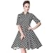 Heroecol Womens Vintage 1950s Dresses Polo Neck Short Sleeve 50s 60s Polka Dot Style Retro Swing Cotton Dress