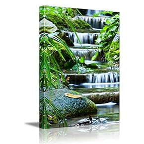 Canvas Wall Art - Beautiful Veil Cascading Waterfalls, Mossy Rocks | Modern Home Art Canvas Prints Giclee Printing Wrapped & Ready to Hang - 12" x 18"