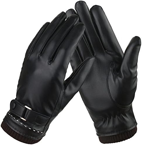 Women's Touchscreen Texting Driving Winter Warm Leather Gloves, Fleece Lining