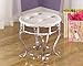 Ashley Furniture Signature Design - Zarollina Vanity Stool - Silver Pearl Base and Upholstered Faux Gator Seat