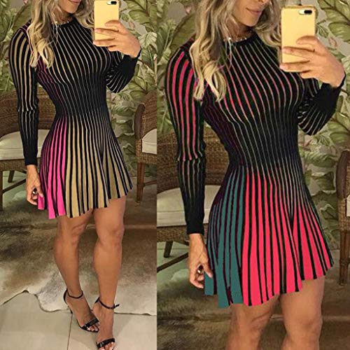 6 Alangbudu+Crewneck+Colorblock+Striped+Bodycon