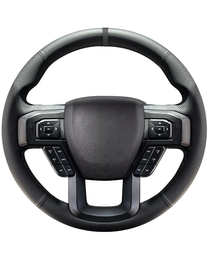 Photo 1 of Belinous Leather Steering Wheel Cover Lace Up, Hand-Stitch on Wrap, Steering Wrap Compatible with Ford 2015-2020 F-150/2017-2021 F-250 F-350 F-450 F-550/2020-2021 F-600/2021 F-650 F-750 (Black)