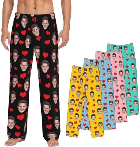 Pajama Pants with Faces on Them Custom for Husband and Wife, Mens