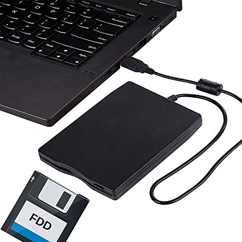 Usee 3.5" USB Floppy Disk 1.44MB External FDD Floppy Disk Drive Portable USB Floppy Disk Reader for PC MAC Windows (Black)