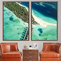 2 Piece Framed Canvas Wall Art Coastal Scenery Canvas Prints Home Artwork Decoration for Living Room,Bedroom - 16