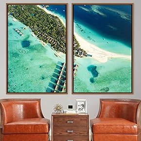signwin 2 Piece Framed Canvas Wall Art Coastal...