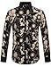 SSLR Men's Prints Long Sleeve Casual Button Down Shirt (Medium, Black)