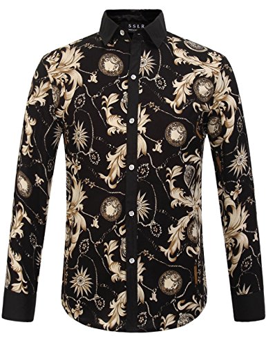 Sslr men s long sleeve vintage button-down shirt (small…