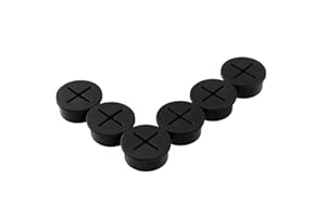 keenkee 6 PCS Flexible Silicone Cable Cord Grommet, 1 Inch Desk Grommets for Table and Other Furnitures Hole Cover, Wire Pass Through, Black Color