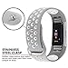 For Fitbit Charge 2 Bands, Adjustable Replacement Sport Strap Bands for Fitbit Charge 2 Smartwatch Fitness Wristband Soft Silicone Gray White Small