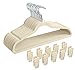 Finnhomy Heavy Duty 50 Pack Clothes Hangers with 10 Sturdy Multiple Use Finger Clips, Durable Slim-Line Velvet Hangers, Beige