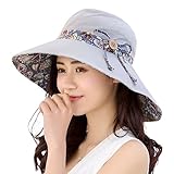 HindaWi Sun Hats For Women Packable Wide Brim UV Protection Beach Hat (Grey)