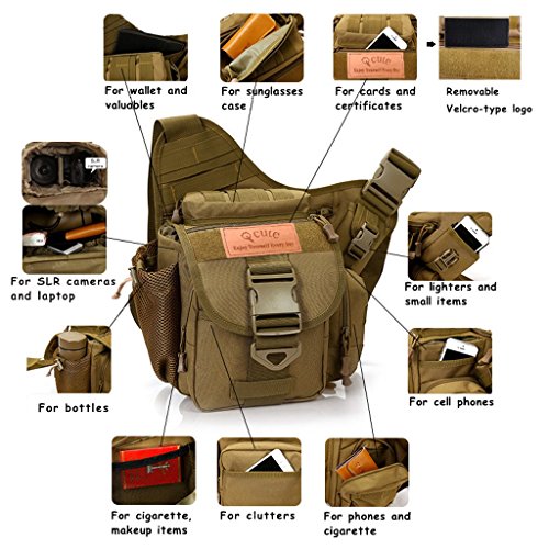 Camera Bag, Qcute Tactical Bag, Shoulder Messenger Bag, Waterproof Multifunctional Sling Bag with Liner, Fit for Hiking, Outdoor Sports, Daily Service and Military Affairs - Thumbnail 3