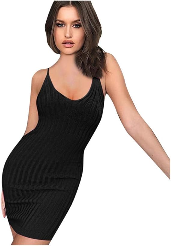 2021 Summer Sexy Tight Dress Ladies Fashion Summer Knit ONeck Slim Fit