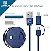 Retractable Lightning Cable, CAFELE 2 in 1 Lightning Micro USB Portable Flexible Charging Data Sync Cable for iPhone X 8 7 6s 6 Plus 5s 5 SE, Samsung S7 S6, Note, LG, Nexus, Nokia, Blue, 3.3ft