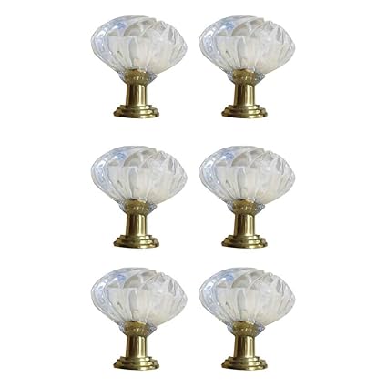 Prettyia 6Pcs Clear Crystal Glass Door Pull Drawer Knob Handle Cabinet Furniture 29mm