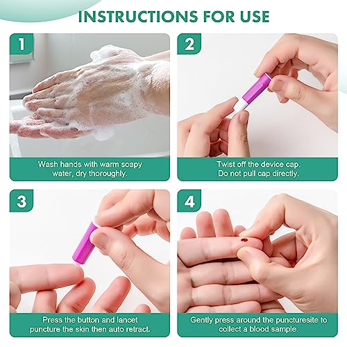 Safety Lancets, 100 Count Sterile, Pressure Activated Activation, 28 Gauge Needle, 1.8 mm,Single-Use, Gentle for Comfortable Testing
