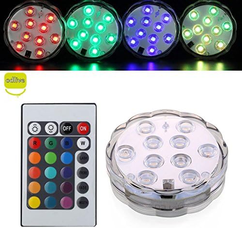 Odlive Multi Color Waterproof Submersible LED Light with Remote Controller,Flashing Bright lighting for Wedding/Party/Christmas/Swimming Pool/Fish Tank Decorations