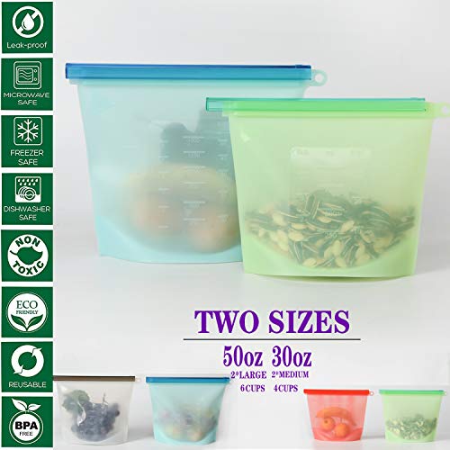 image for ALANCARL Silicone Bags,Reusable Silicone Food Airtight Seal Food Prese