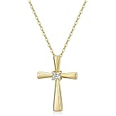 GAVU Dainty Cross Pendant Confirmation Necklace, 925 Sterling Silver Small Cross Necklace for Women