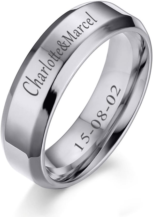 XUANPAI Free-Engraving Stainless Steel Classic Polish Finished Plain Engagement Wedding Band Ring,3 Color