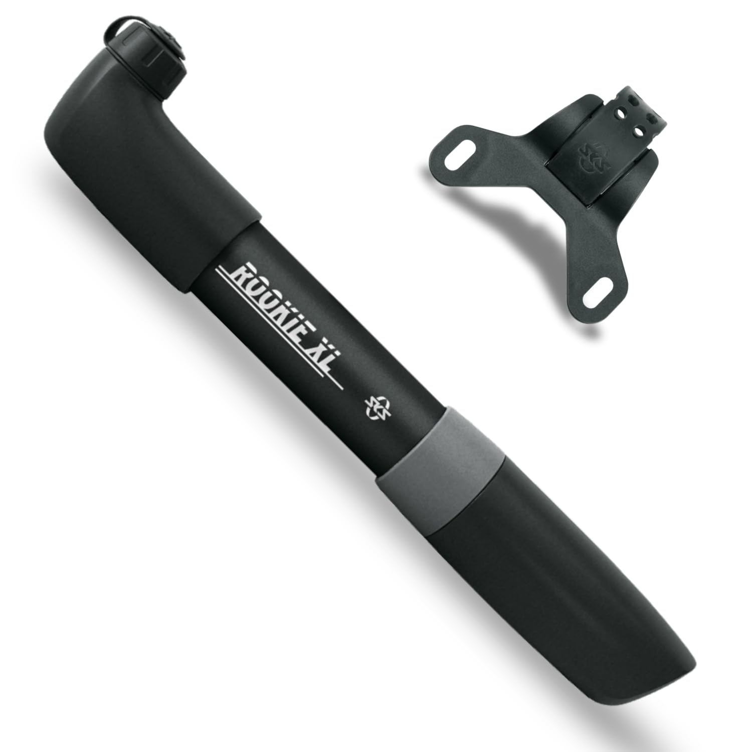SKS GERMANY ROOKIE XL BLACK bicycle pump with strong pumping power (bicycle accessory with reversible head for all valves, robust and powerful, max. pressure: 5 bar / 73 PSI), black.