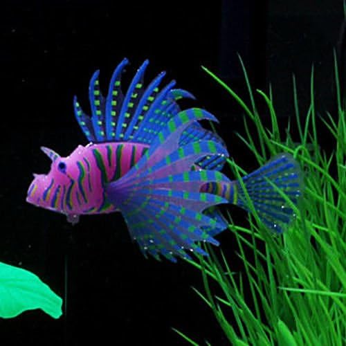 New Lionfish S Blue Aquarium Fish Tank Landscape Decoration Glow Simulation Animal Plants Ornament no.15