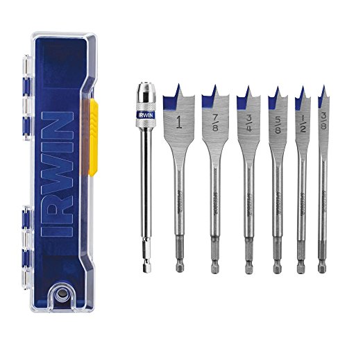 Speedbor IRWIN Tools 1891773 SPEEDBOR BLUE-GROOVE Spade Bits, 7-Piece, Slim Case