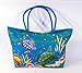 Waterproof Jumbo Blue Canvas Beach Tote Bag Sea Turtle Design Zipper Closure 24 x 15 x 6"