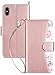 ULAK Compatible with iPhone Xs/iPhone X Wallet Case, Premium PU Leather Flip Cover with Card Holder Kickstand Shockproof Protective Cases for iPhone X/XS 5.8 inch, Rose Gold Flora