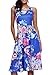 ECOWISH Womens Summer Floral Print Racerback Sleeveless Midi Casual Dress, BLUE, XLARGE
