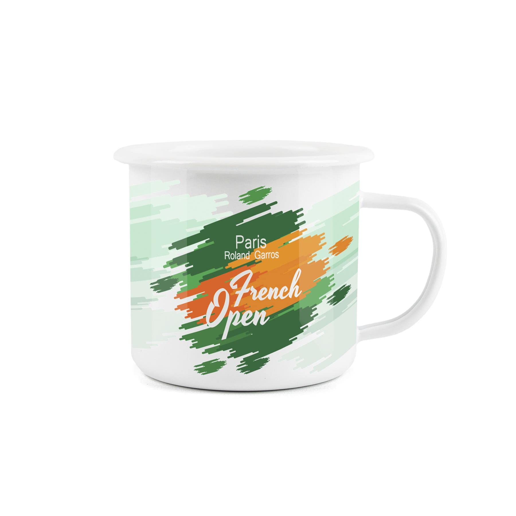Enamel Roland Garros French Open Camping Coffee Mug - Durable Hot Drinks Outdoor Cup for Travel Picnics Home Festivals Hiking Fishing