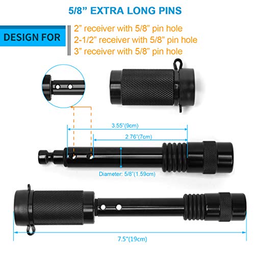 Coitak Trailer Hitch Lock Pin Set, 5/8" Black Tow Hitch Receiver Lock