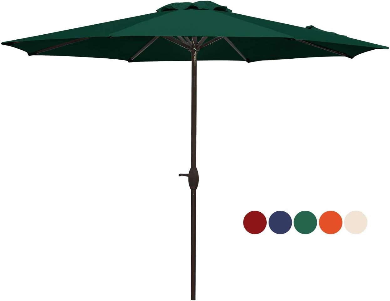 HASLE OUTFITTERS Patio Umbrella 9FT Table Umbrella Outdoor Market Umbrella with Tilt Adjustment and Crank Lift System Dark Green