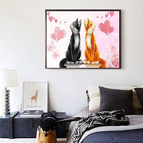5D Diamond Painting Mosaic Making 5D DIY Full Drill Diamond Painting Valentine Day Cat Cross Stitch Embroider - Thumbnail 4