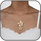 KONPJE Gold Chunky Flower Necklace for Women Chunky Gold Floral Pendant Necklace Adjustable Statement Flower Choker Necklace Summer Fashion Jewelry Accessories