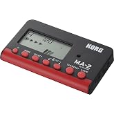 Korg MA-2 Digital Metronome for Orchestral Instruments - Black/Red | Digital metronome with timer mode, tap tempo and 400-hour battery for rhythm, tuning and orchestral practice
