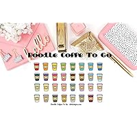 Doodle Coffee To Go, Planner Calendar Stickers, 2 sheets on matte sticker paper kiss cut, just peel and stick.