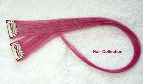 Hair Collection-18" PINK 100% Human Hair Clip in on Extensions - 1.6"widex2pcs