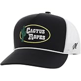 HOOEY Cactus Ropes Circle Patch Trucker Hat for Men &ndash; Adjustable Snapback Mesh Baseball Cap - Western Work &amp; Casual Wear