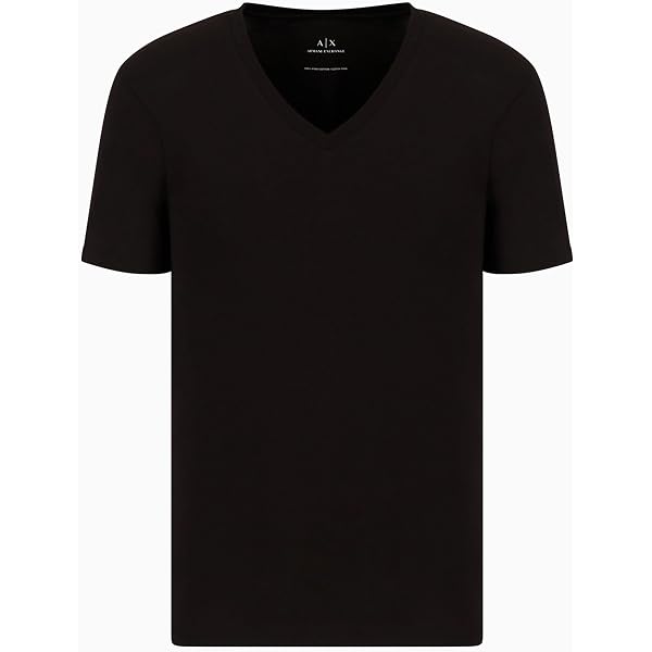 Emporio Armani Men's 2 Pack V Neck Lounge T-Shirts, Black/Black, M