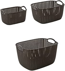 Imitación cesta de almacenamiento de mimbre escritorio, sala de estar