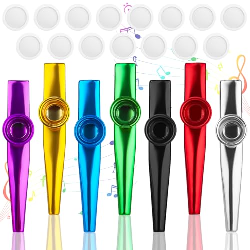 Kazoo 7 Piece Metal 15 Diaphragms ELEPRUC Aluminium Alloy Membrane Flute Musical Instruments