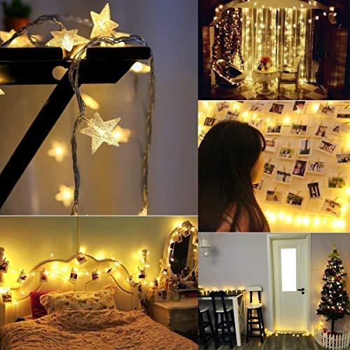 HOMVAN Star Lichterketten USB-betriebene Lichterketten, 5M 40 LED dekorative Beleuchtung für für Weihnachten Halloween Hochzeit Zimmer Dekoration Party Garten(warmes Weiß)