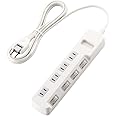 ELECOM Lightning Guard Power Strip with Individual Switch and Swing Plug 4 Outlet 2.5m [White] T-K5A-2425WH (Japan Import)