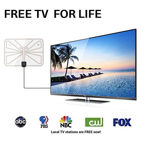 TV-AntennaIndoor-HDTV-Antenna-1080P-50-100-Mile-Range-with-Detachable-Amplifier-Signal-BoosterUSB-Power-Supply-and-165FT-High-Performance-Coax-Cable-Transparent-Appearance-2018-New-Version