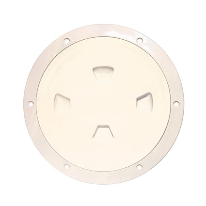 BECKSON MARINE DP80-N Beckson 8" Smooth Center Screw-Out Deck Plate Beige